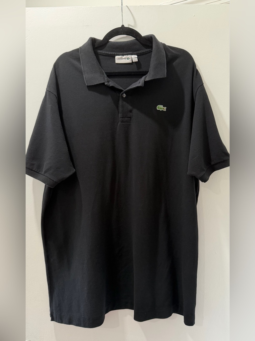 Lacoste Black Polo with Green Croc Logo